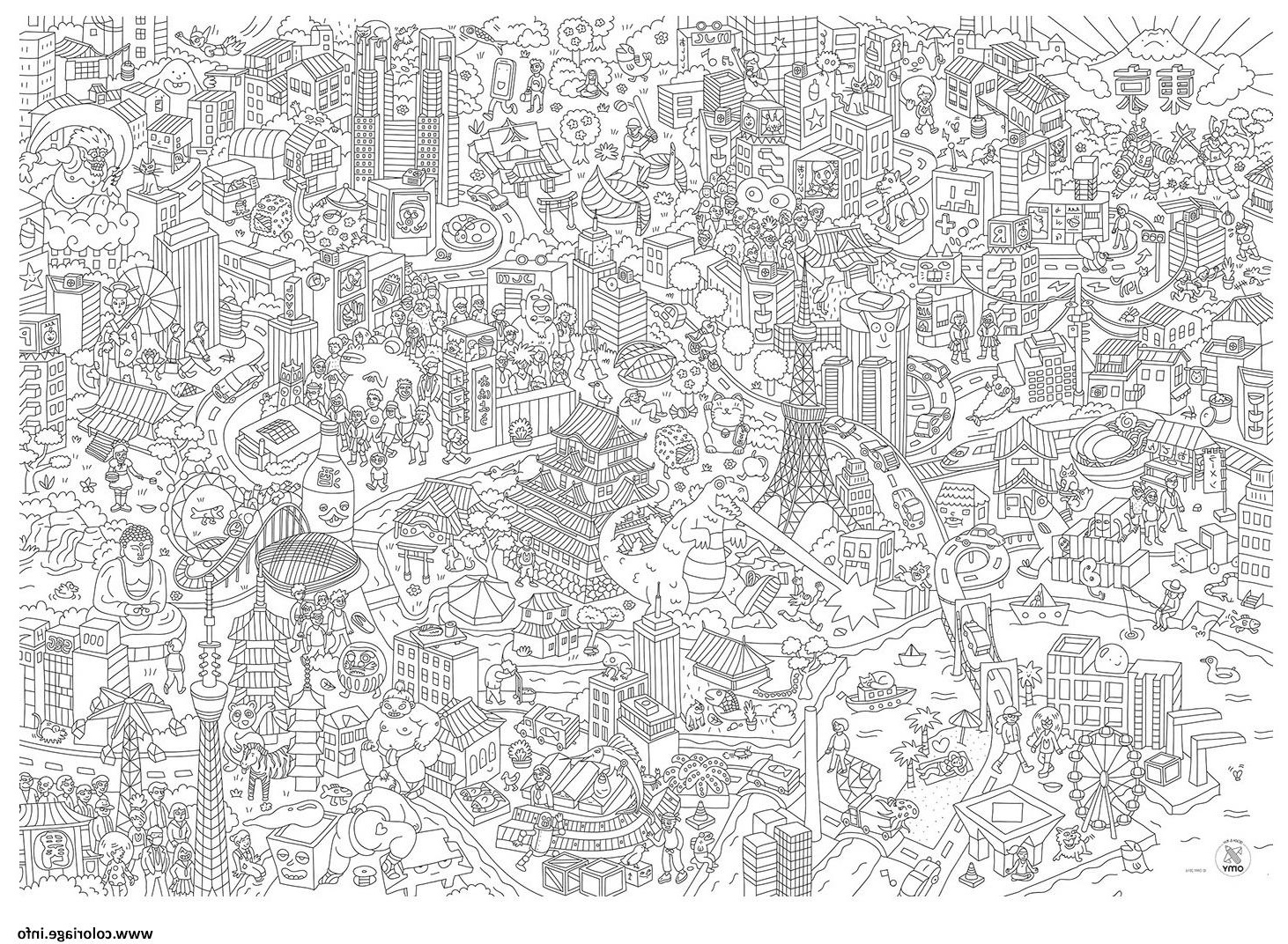 xxl omy grand poster a colorier tokyo coloriage