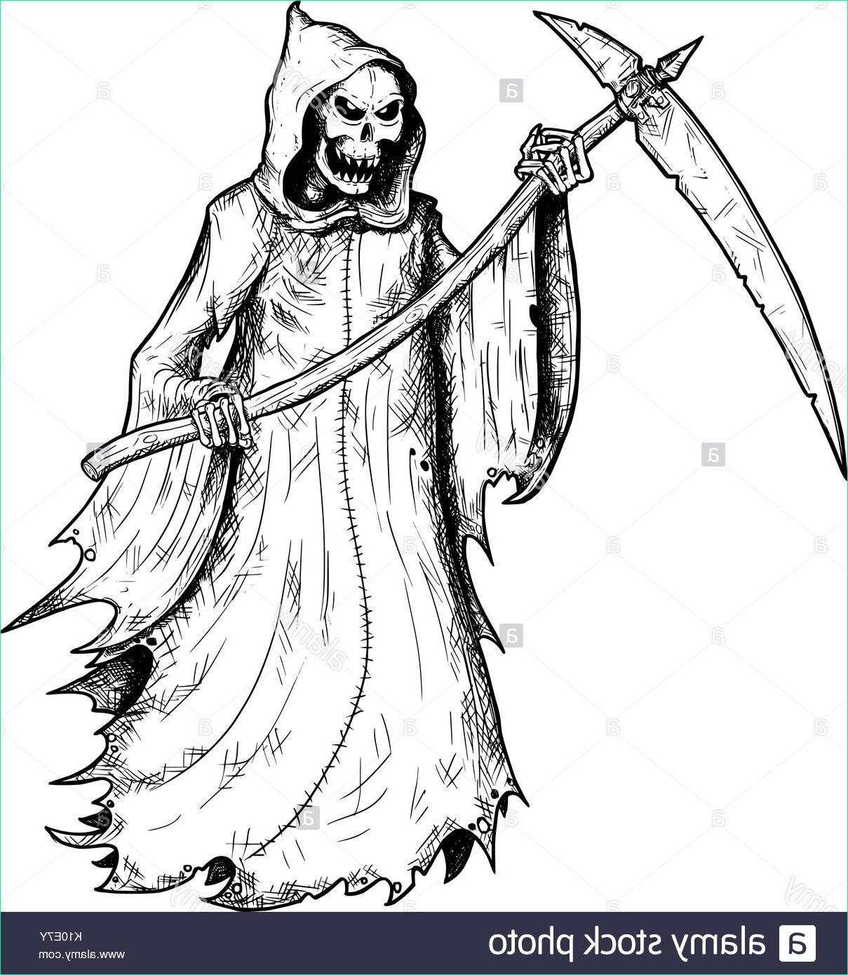 photo image dessin illustration de grim reaper halloween squelette humain avec scythe personnification de la mort