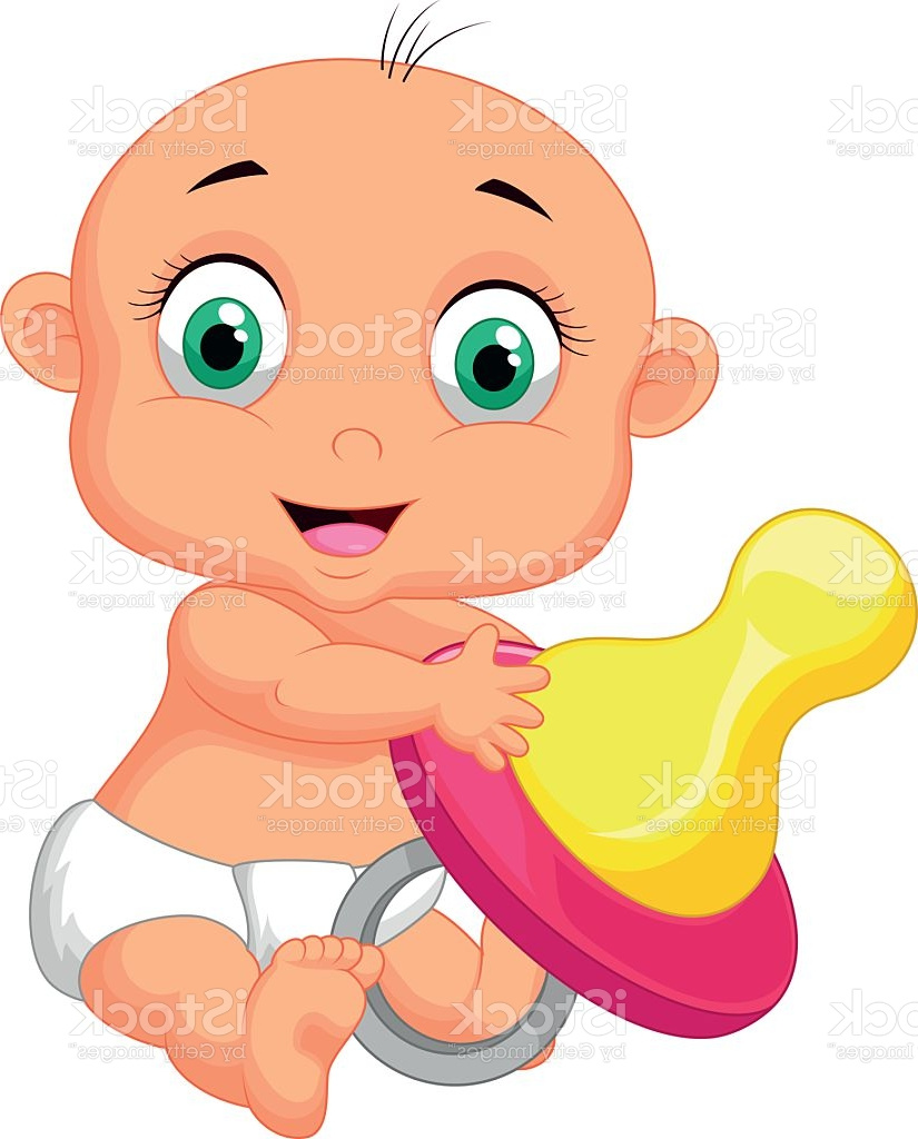 bébé dessin animé tenant tétine gm