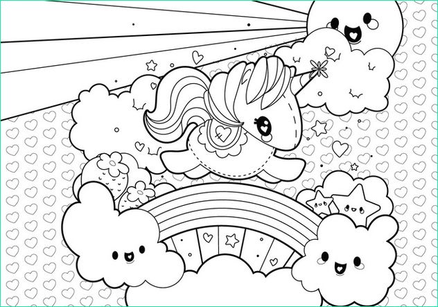 rainbow unicorn scene coloring page