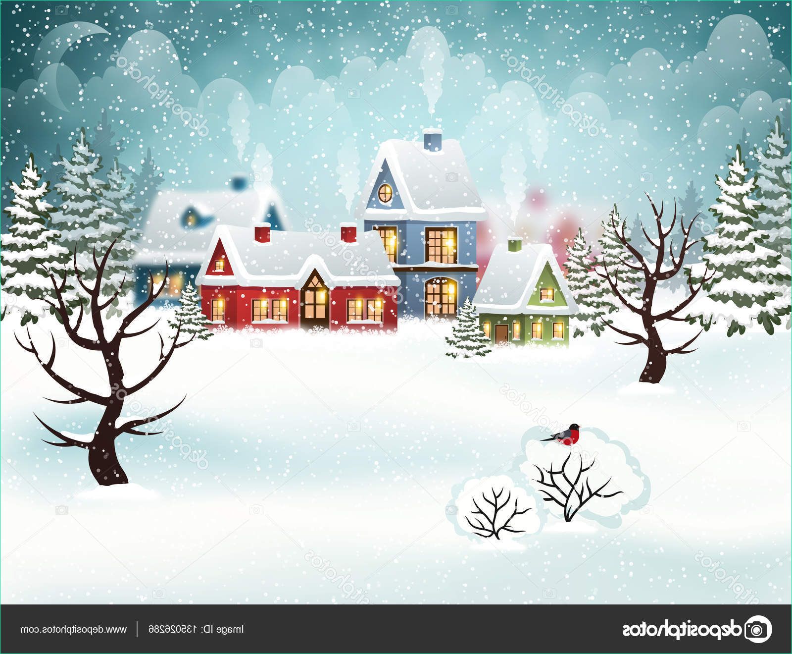 stock illustration winter village christmas holidays