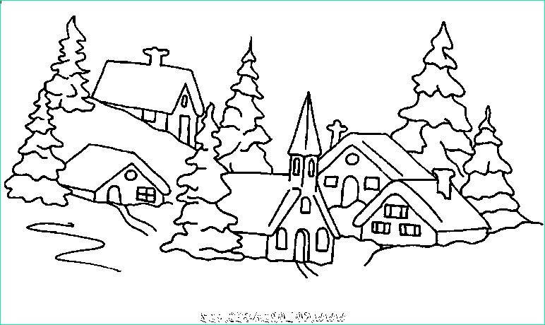 imprimer coloriage 9881 chalets et maisons de noel et montagne