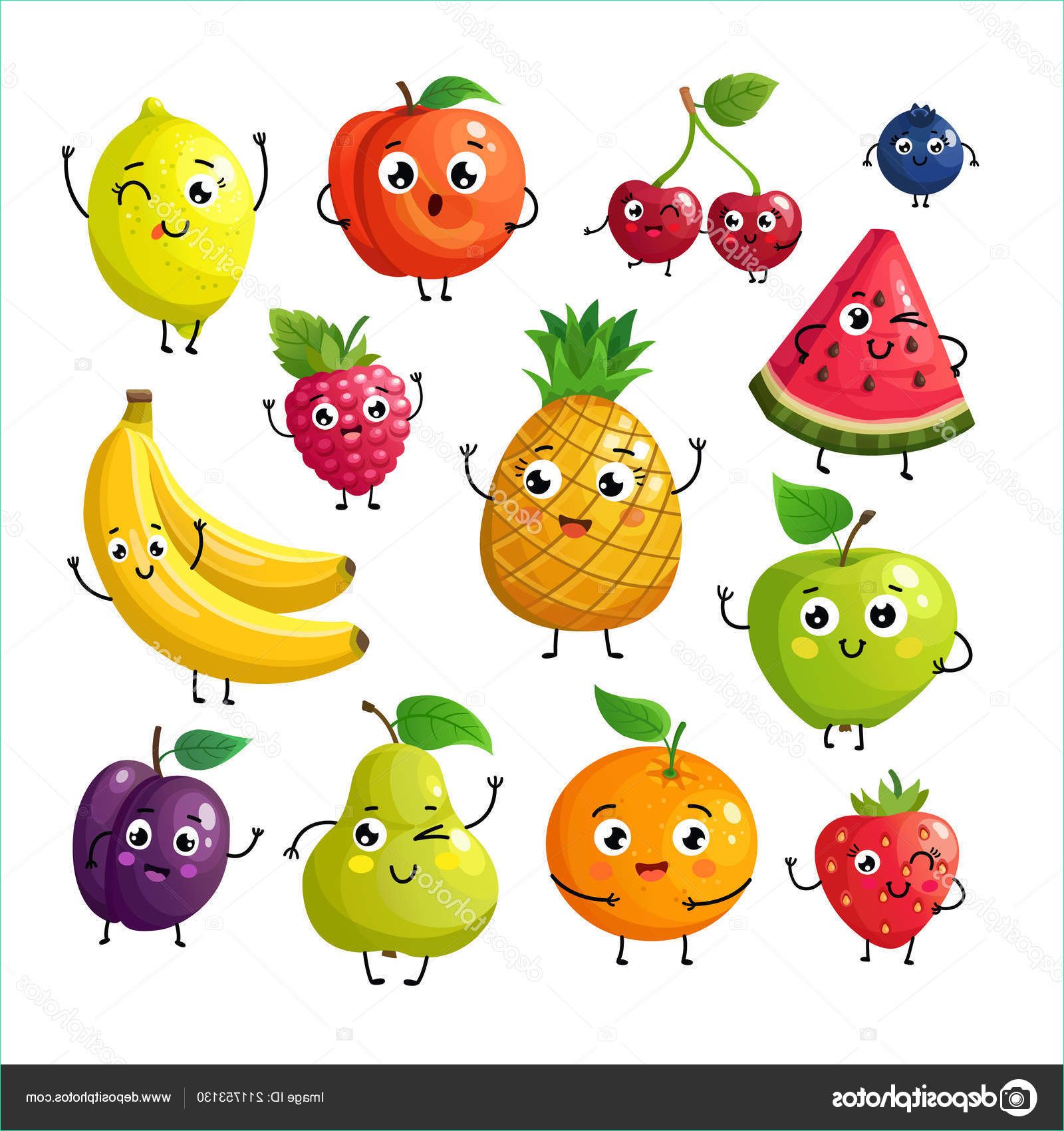 stock illustration cartoon funny fruits happy kiwi