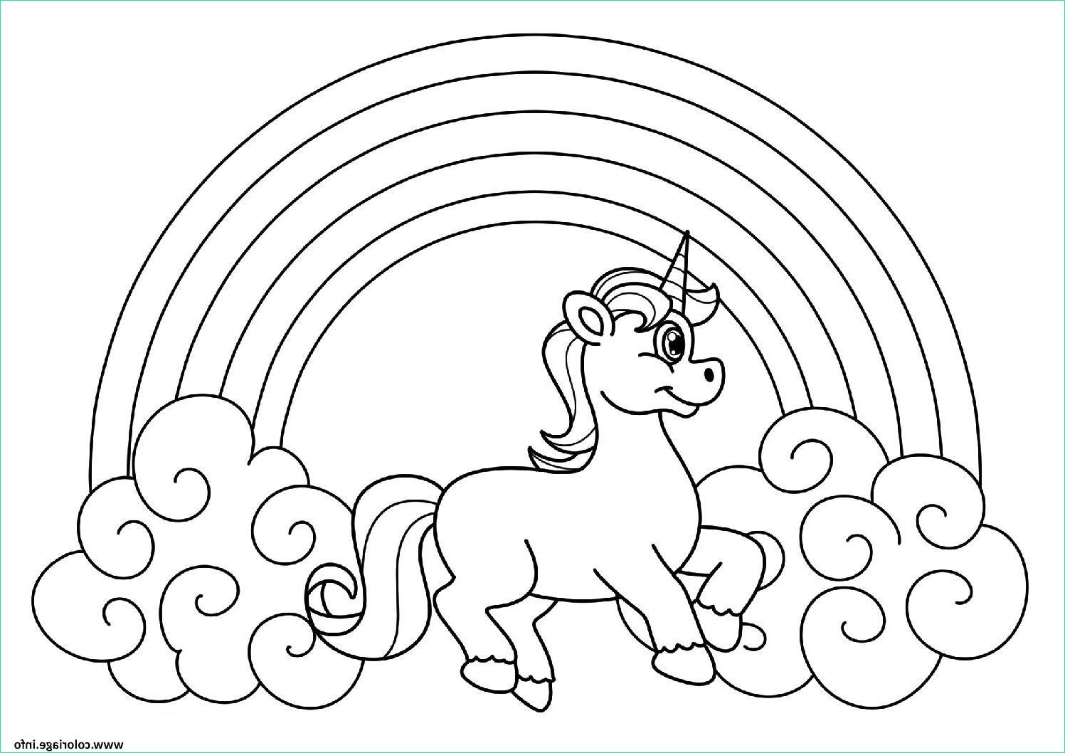 kawaii coloriage licorne arc en ciel
