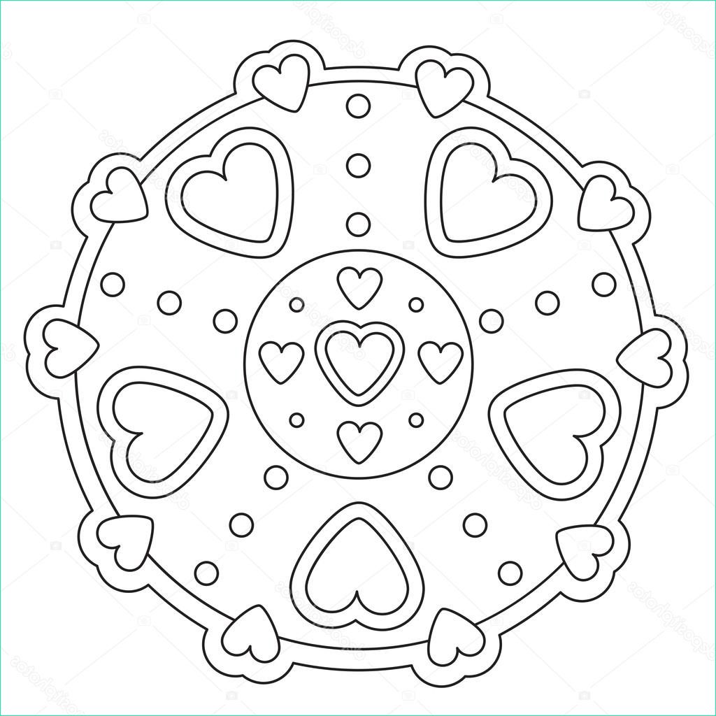 stock illustration coloring simple heart mandala