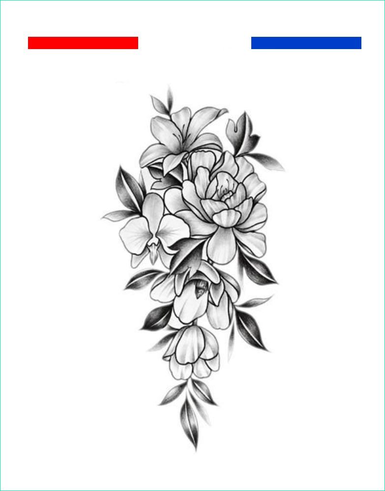 tatouage fleurs en noir et blanc