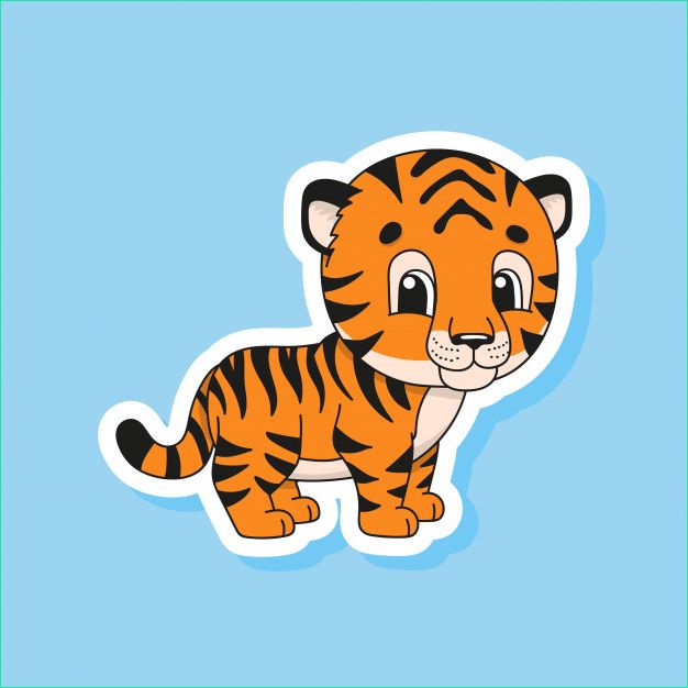 striped tiger bright color sticker cute cartoon character