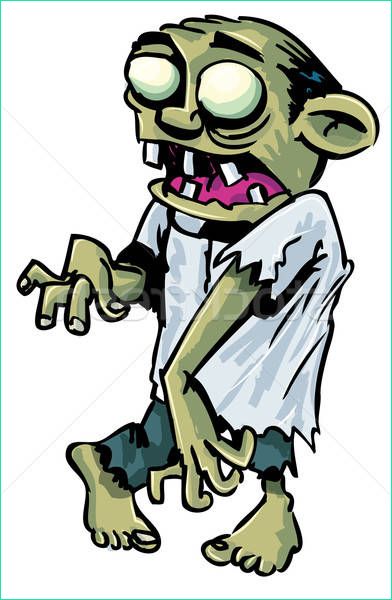cartoon zombie with exposed brain