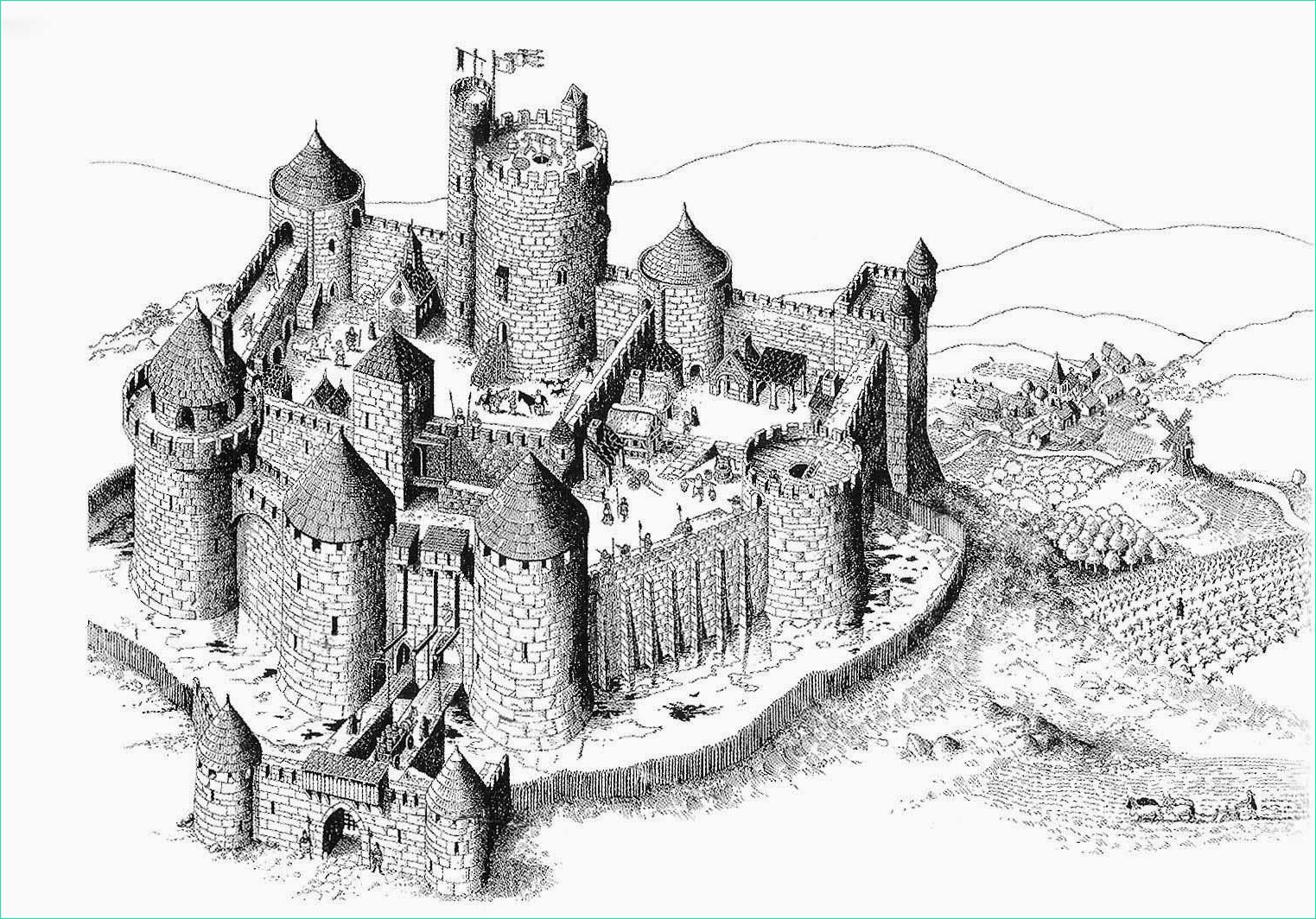 un dessin de chateau fort interactif