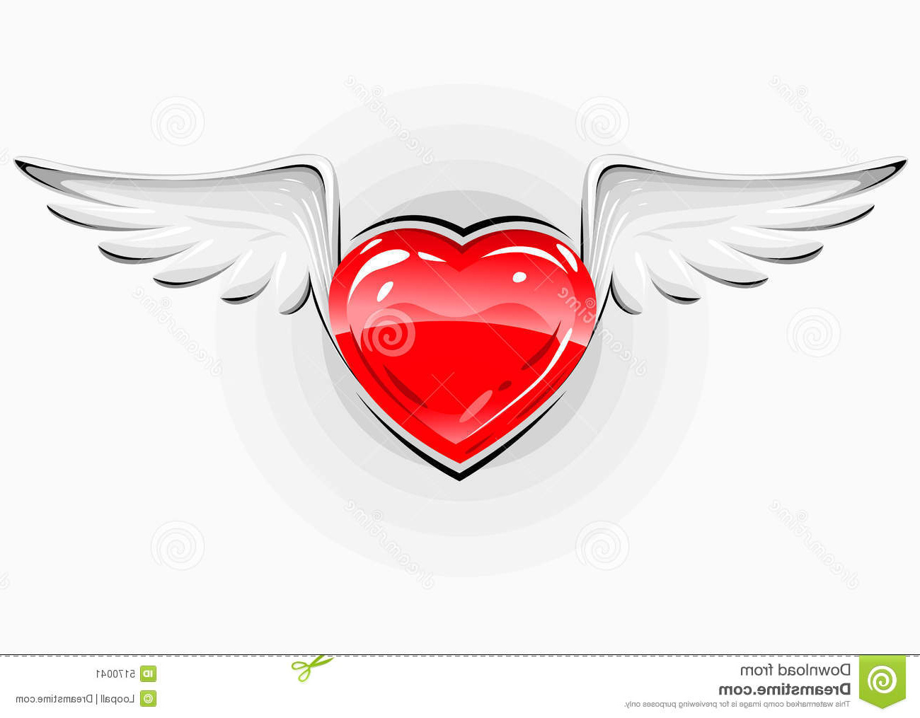 image stock coeur rouge d amour avec les ailes blanches image