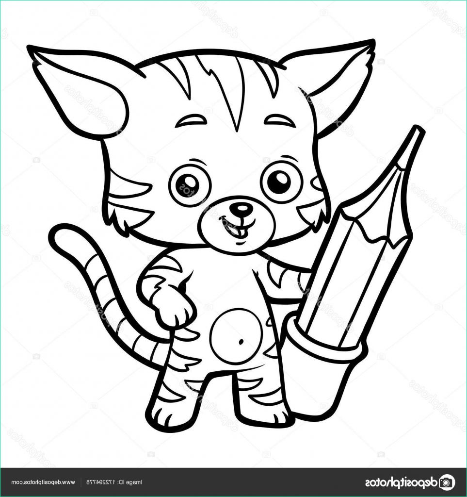 stock illustration coloring book cat with a