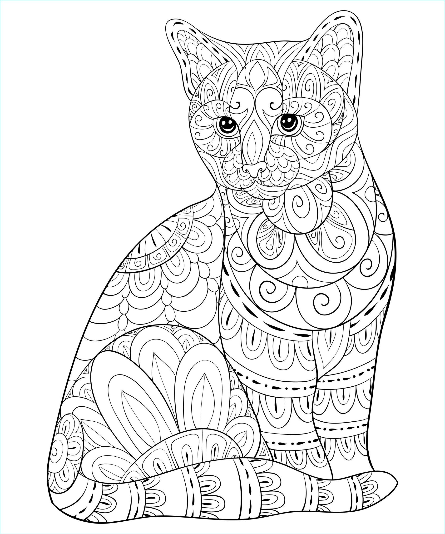 image=chats coloriage chat avec motifs zentangle simles 1