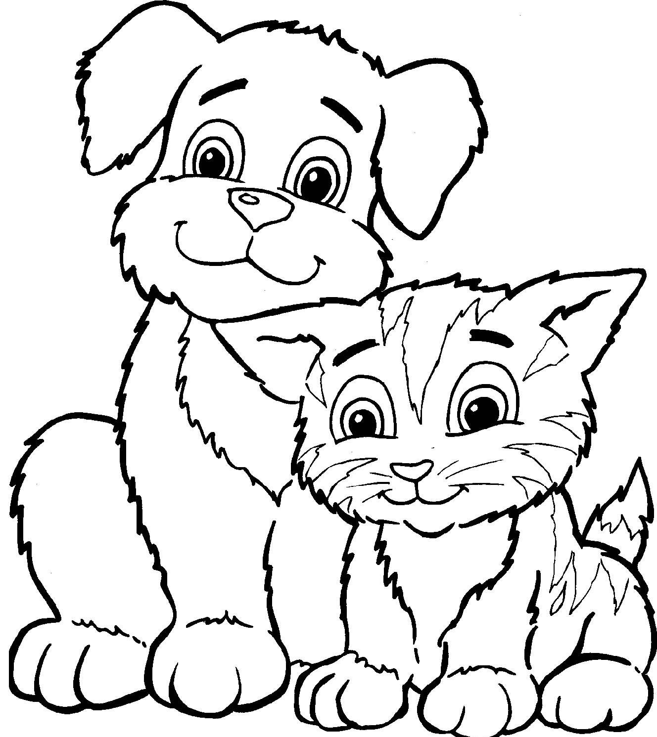 coloriage imprimer chien et chat