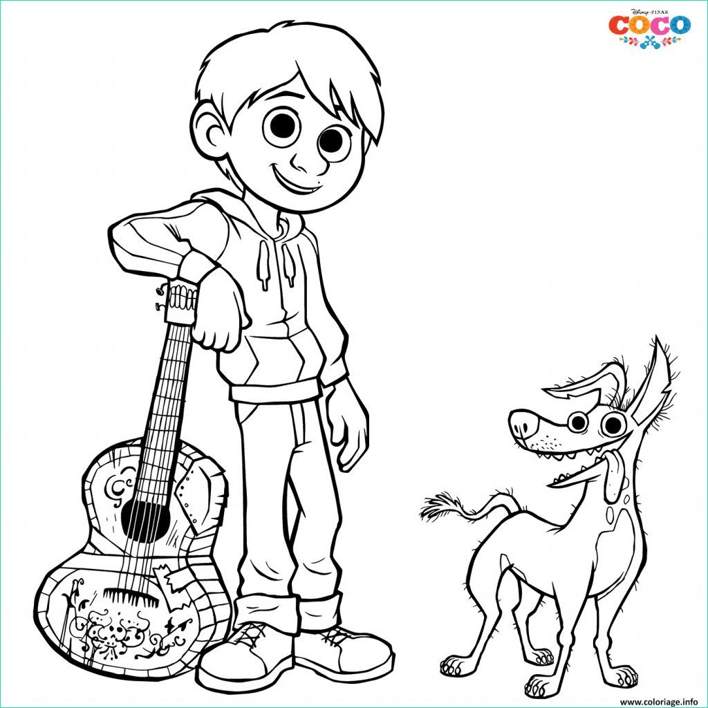 coloriage coco a imprimer inspirant images coloriage miguel and dante dog disney coco dessin
