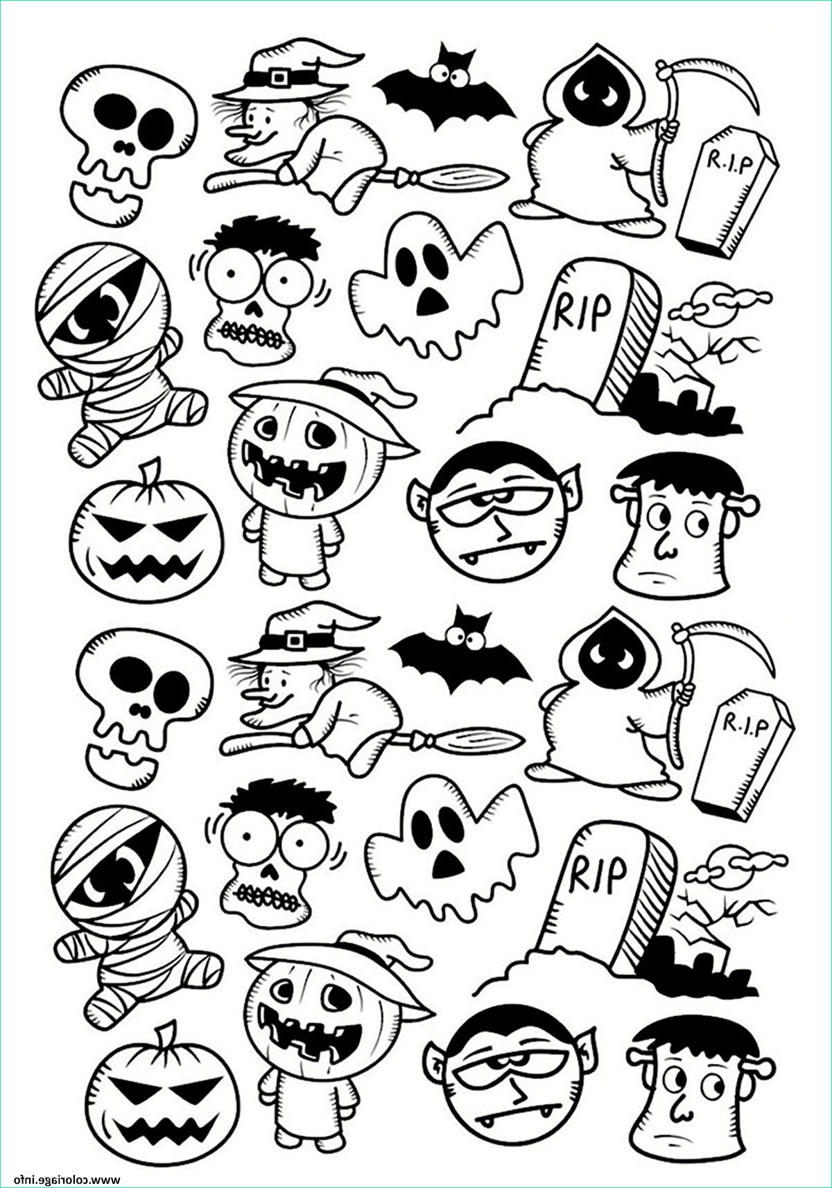 halloween personnages doodle coloriage dessin