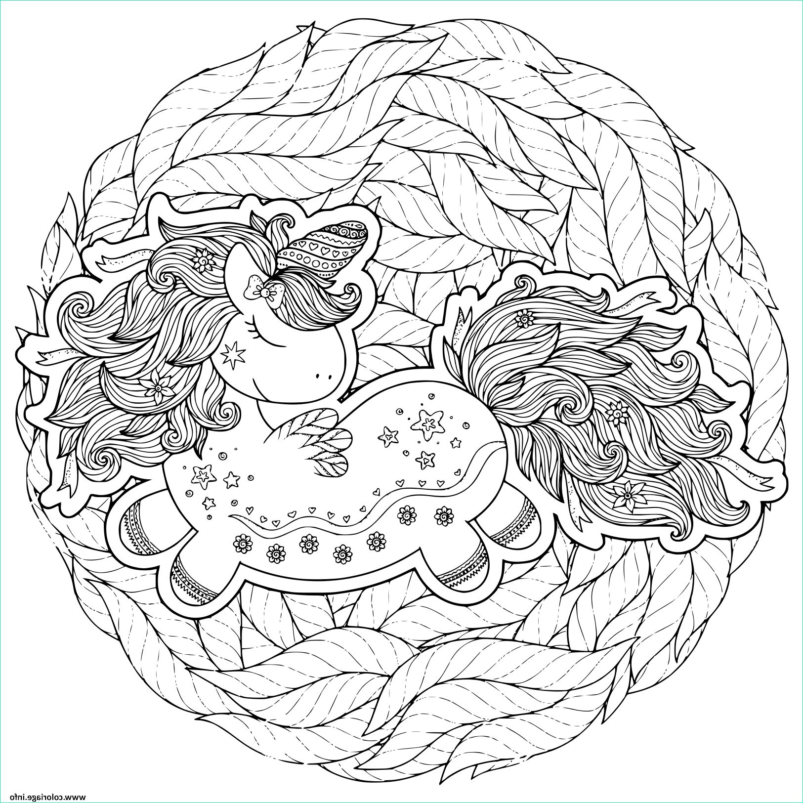 licorne magique animal au sommeil coloriage dessin