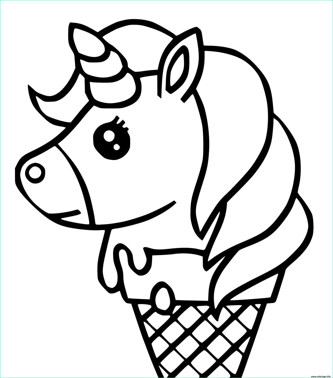 licorne kawaii a colorier beau image coloriage licorne cornet creme glacee kawaii dessin
