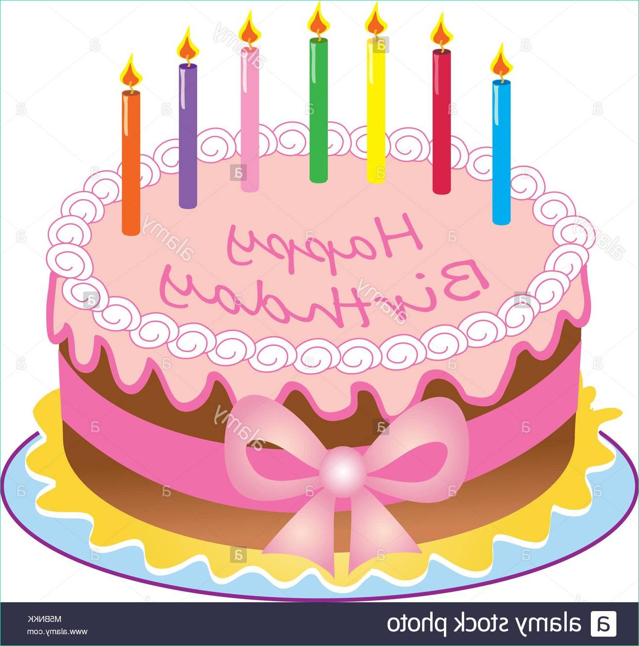 photo image un dessin anime joyeux anniversaire gateau avec des bougies de couleur cerisesucreet ruban bow