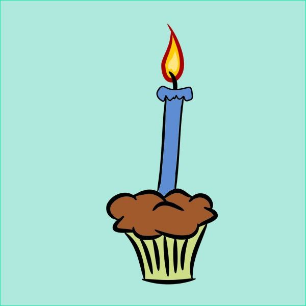 stock illustration cartoon of a birthday cupcake
