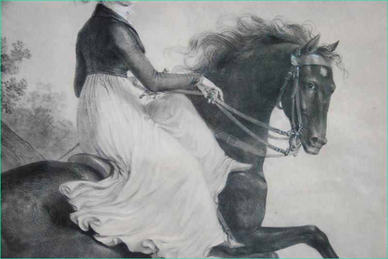 dessin cavaliere sur son cheval suiveur d alfred de dreux xix