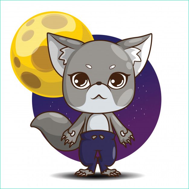 personnage dessin anime loup garou concept halloween mignon