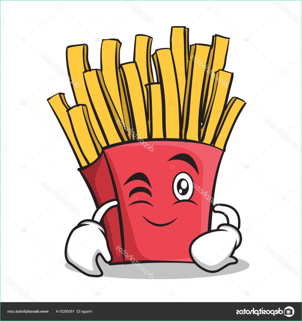 stock illustration wink face french fries cartoon