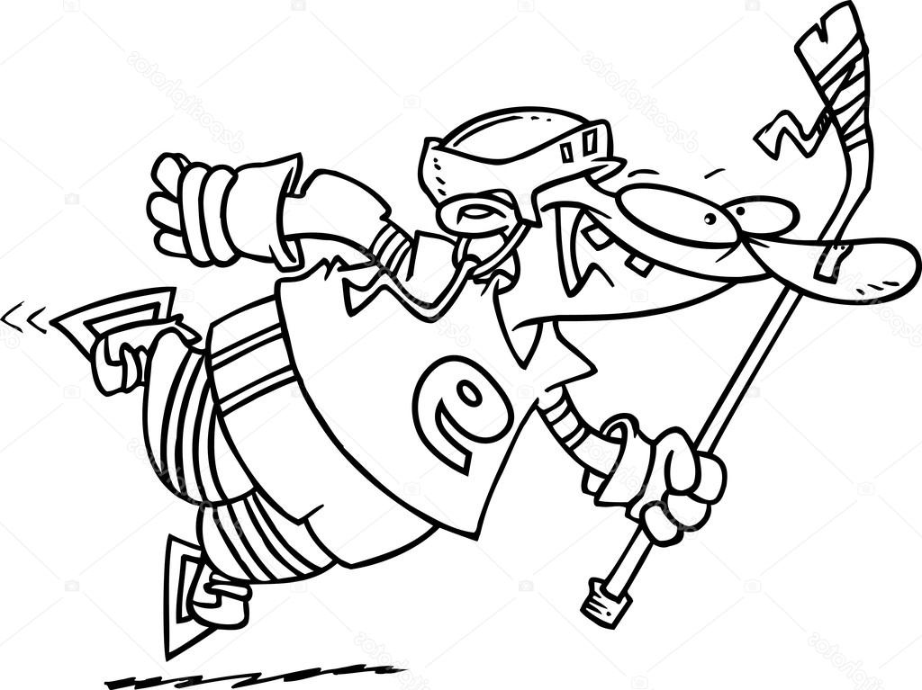 stock illustration cartoon hockey player