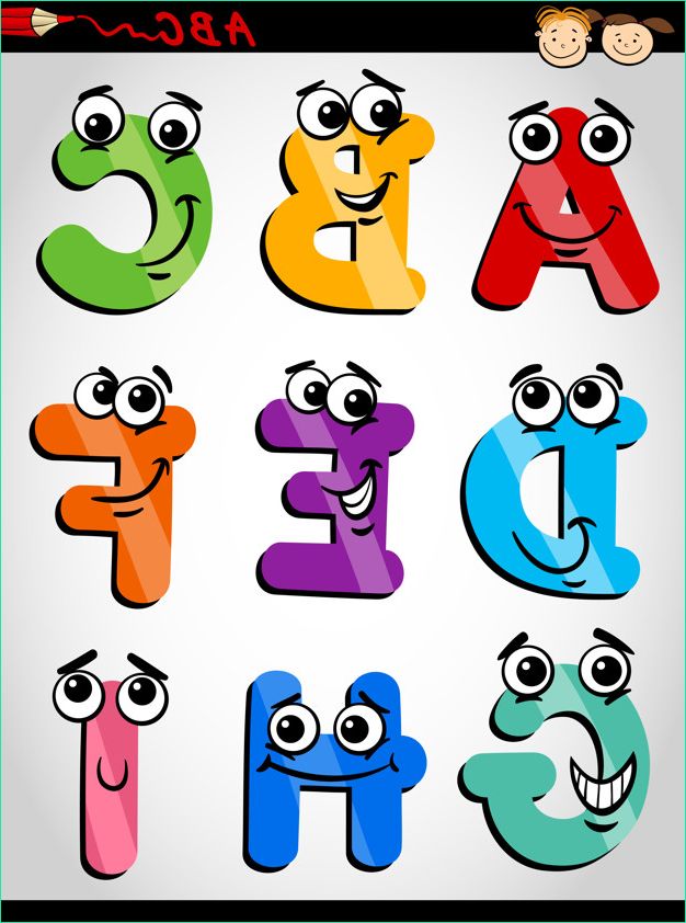 illustration dessin anime alphabet lettres droles
