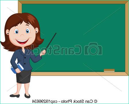 cartoon female teacher standing nex