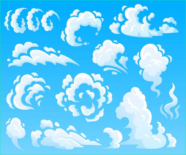 nuages dessin anime fumee nuage poussiere icones action rapide collection illustration isole ciel