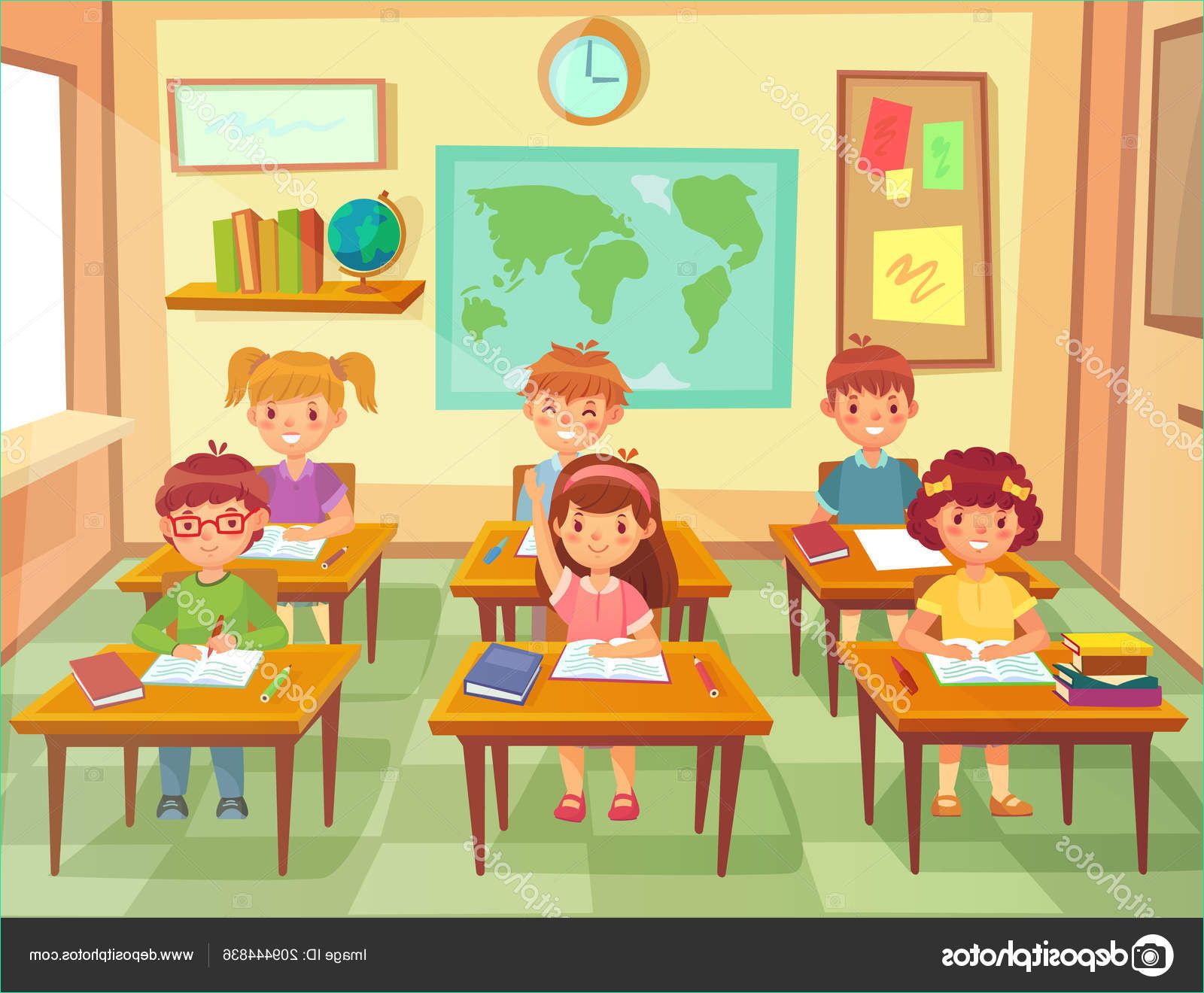 stock illustration pupil kids at classroom primary