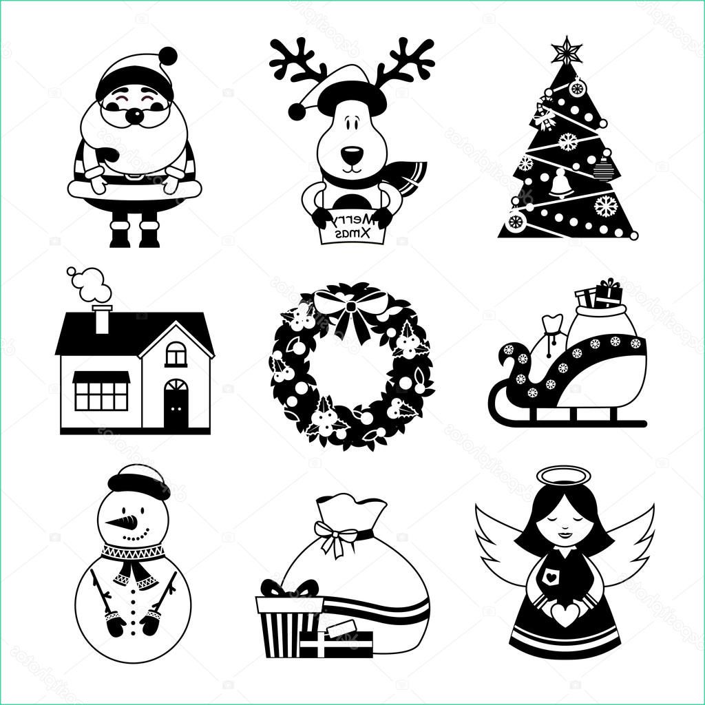 stock illustration christmas icons black and white