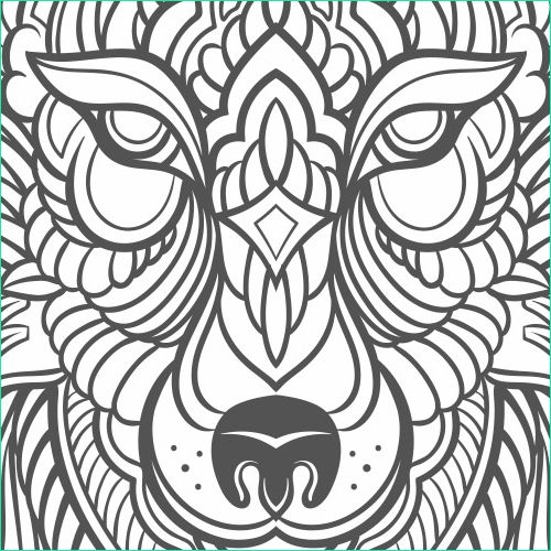 Mandala Animaux Loup Cool Image Sticker Tête De Loup Mandala