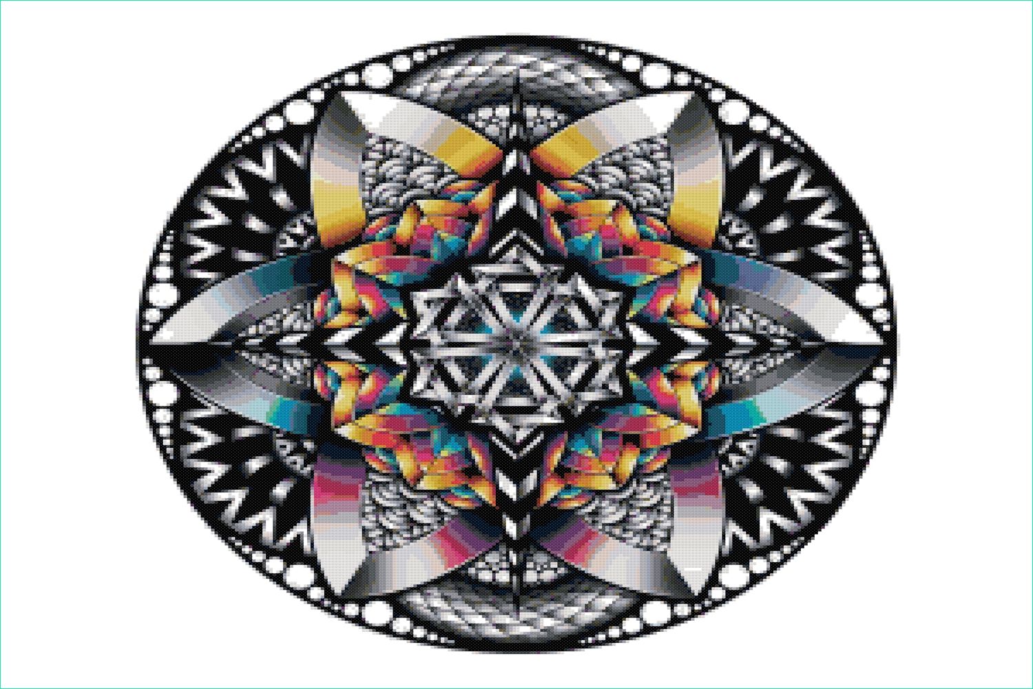 rainbow mandala cross stitch pattern