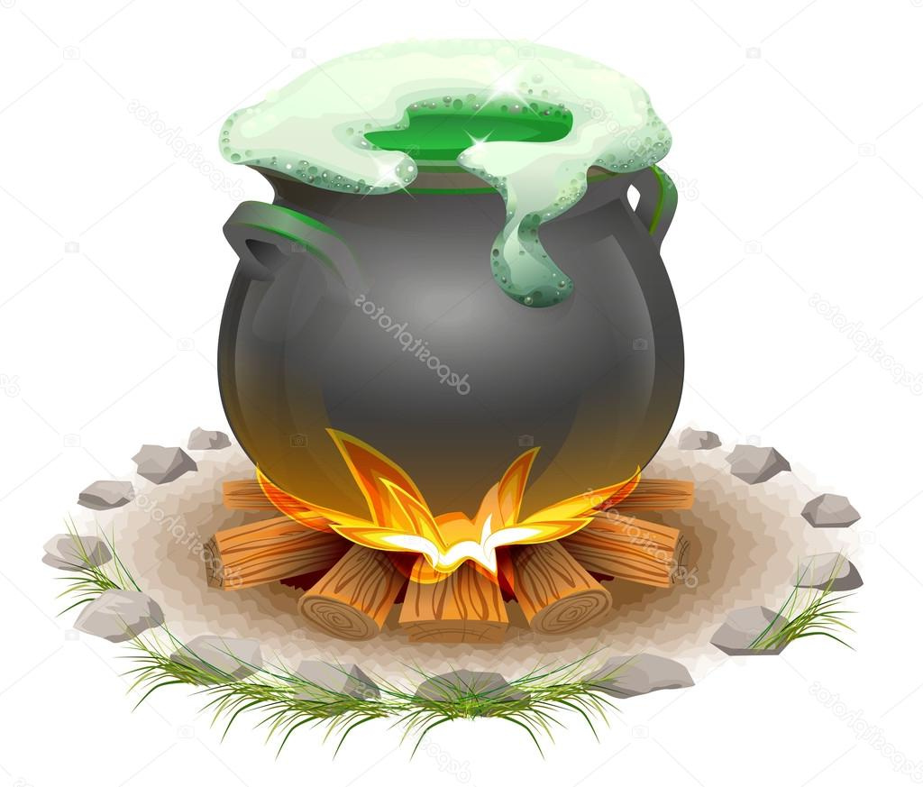 stock illustration magical potion brewed in pot