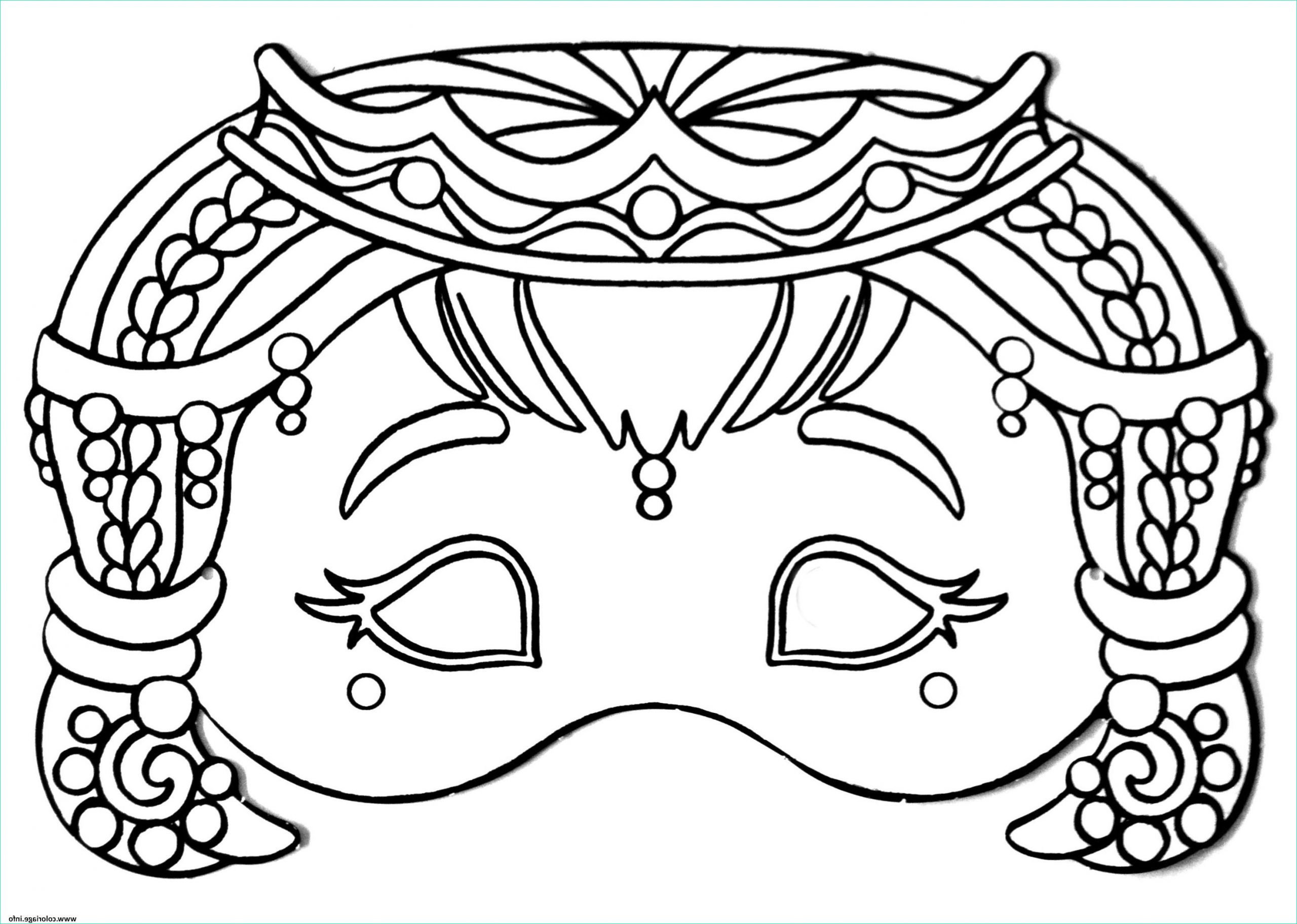masque de princesse pour fille coloriage dessin