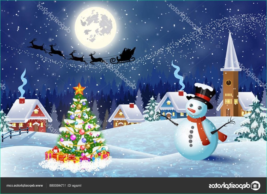 stock illustration house in snowy christmas landscape