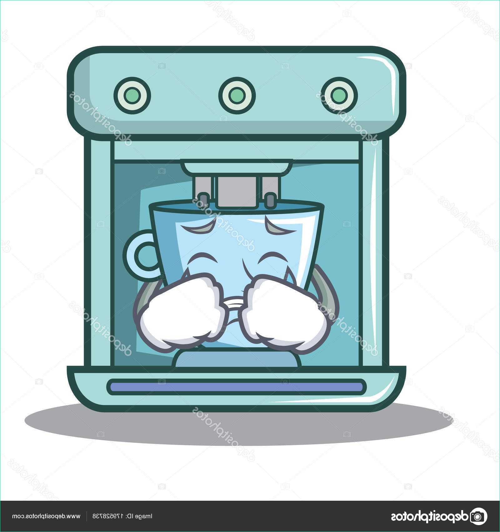 stock illustration crying coffee maker character cartoon