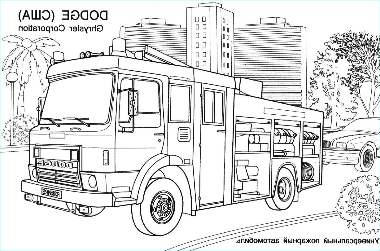 dessin camion de pompier a imprimer