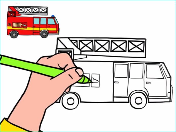apprendre a dessiner un camion de pompier en 3 etapes