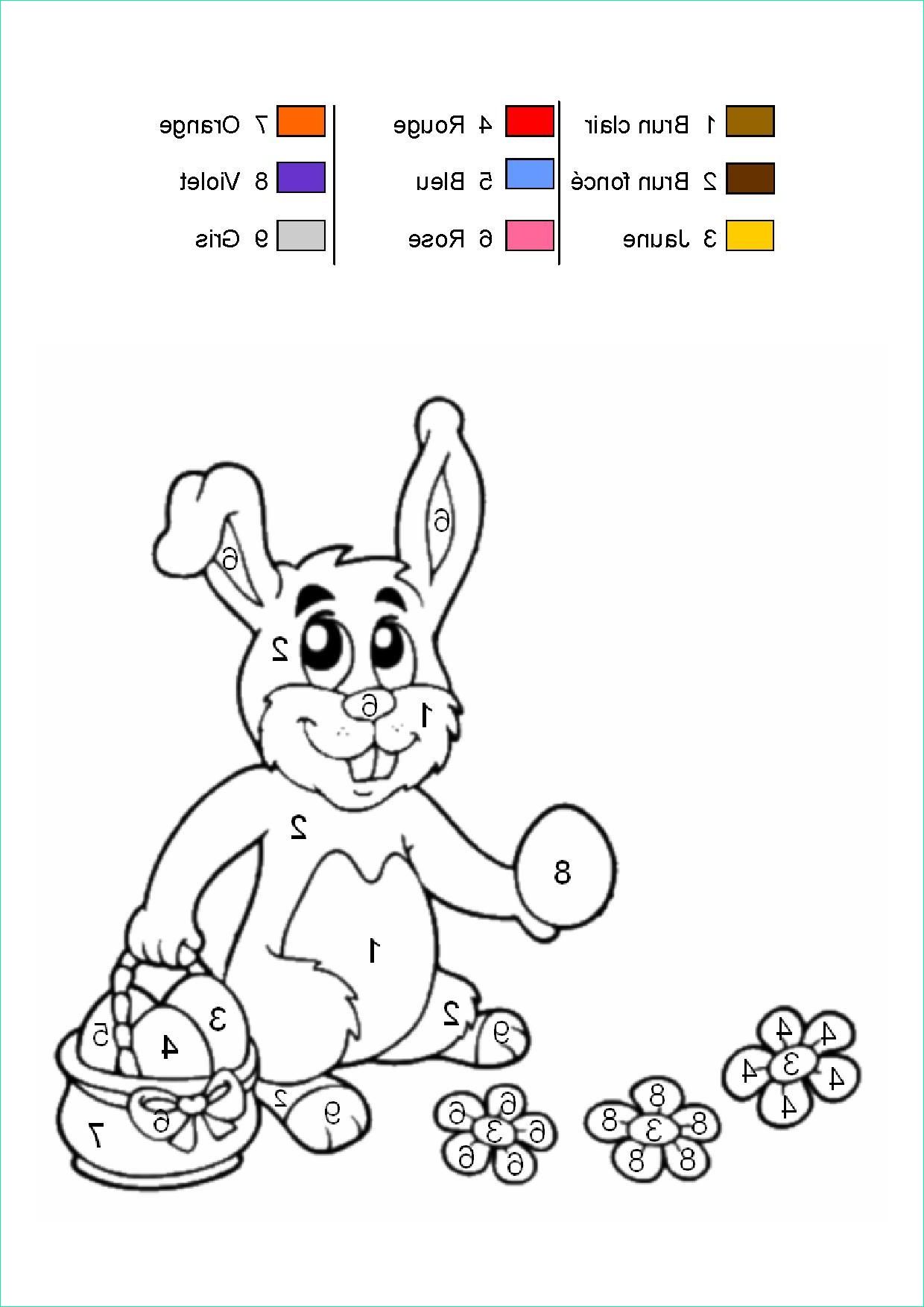 2004 coloriage magique le lapin de paques et son panier oeufs