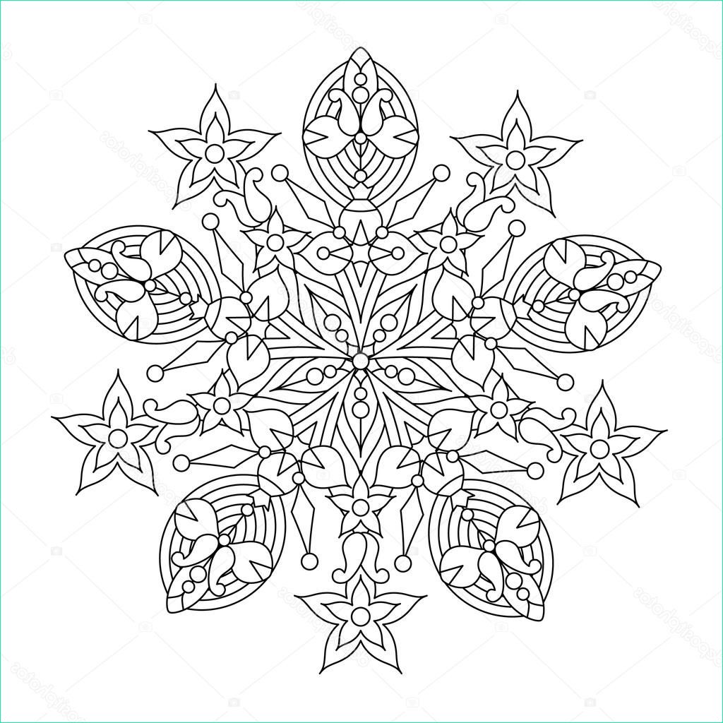 stock illustration mandala or whimsical snowflake line