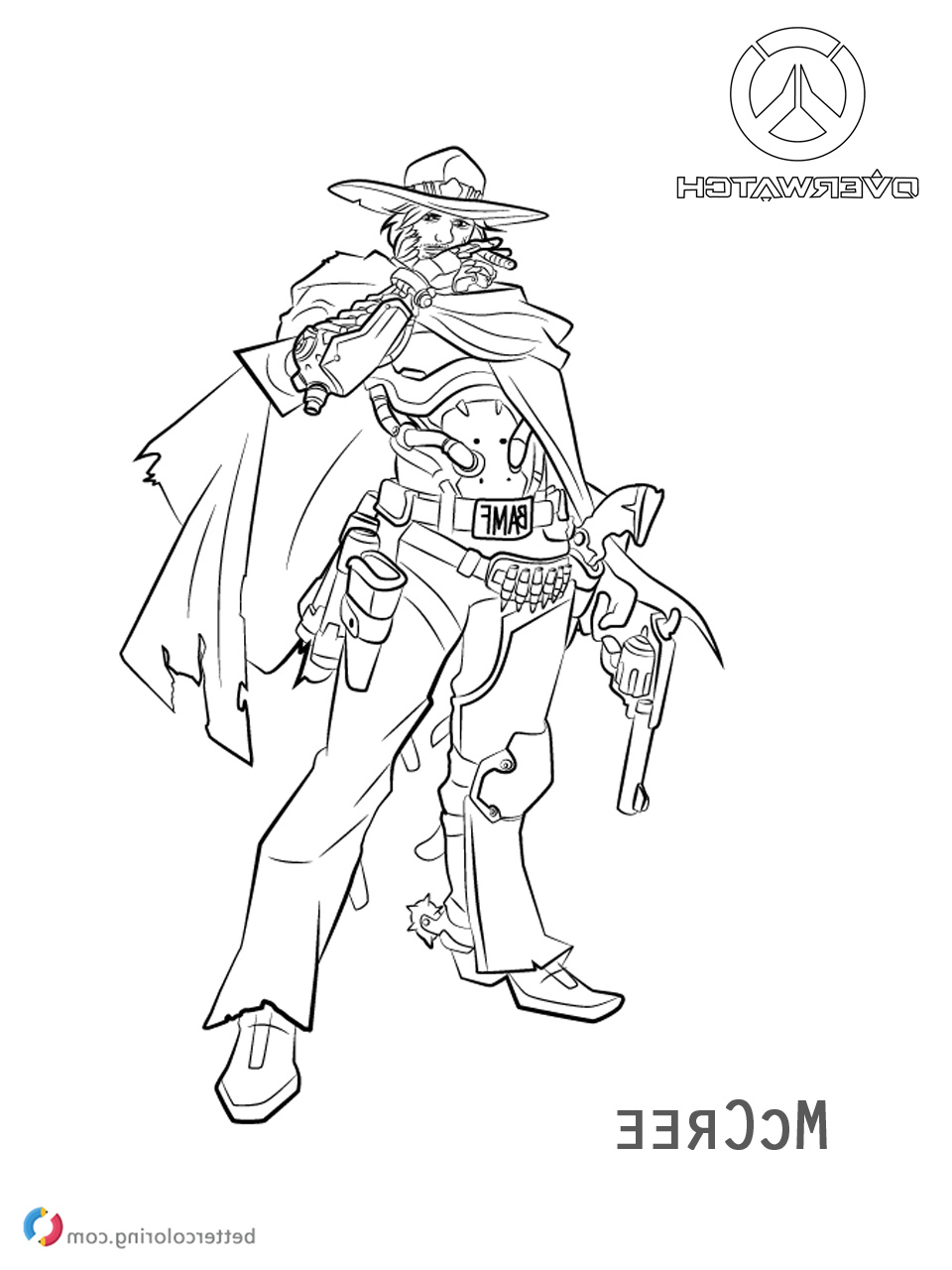mccree from overwatch coloring pages