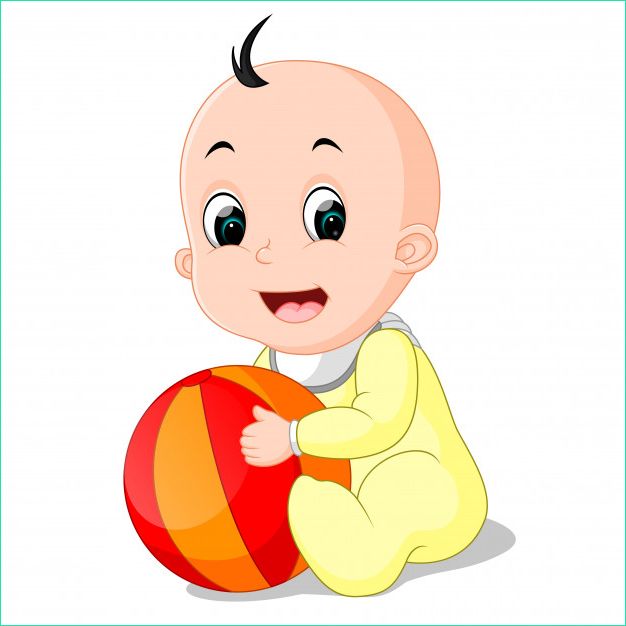 dessin anime bebe garcon tenant boule coloree