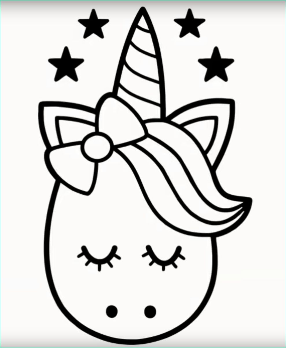 dessin tete de licorne kawaii facile