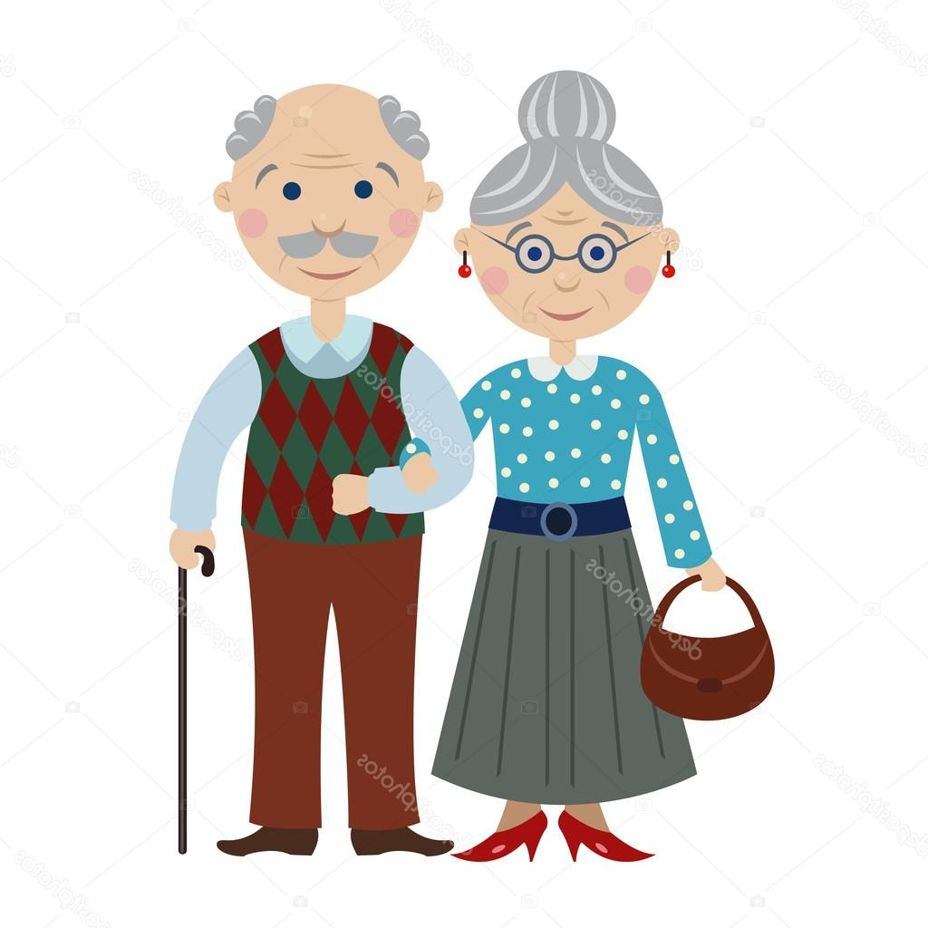stock illustration happy cartoon grandparents