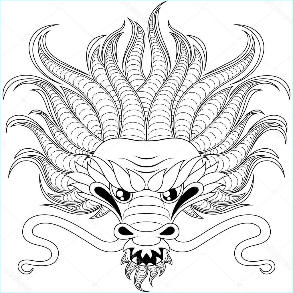 stock illustration head of chinese dragon in