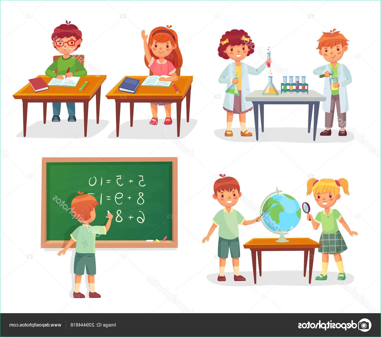 stock illustration kids on school lesson primary