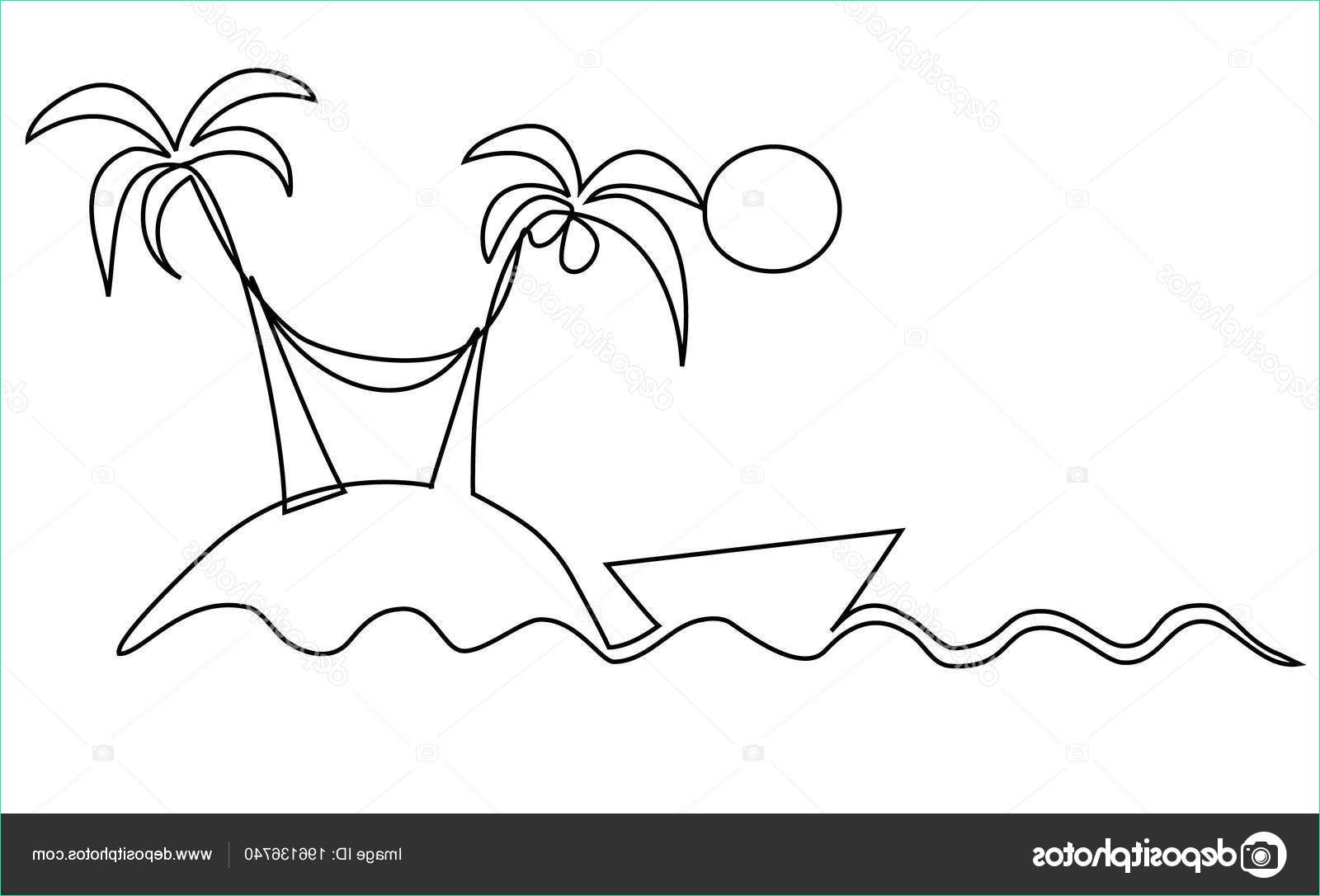 stock illustration lonely island one line drawing