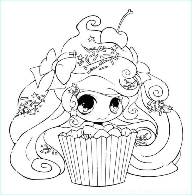 dessin kawaii a imprimer nourriture beau image dessin kawaii coloriage gallery avec cupcake girl1 yampuff